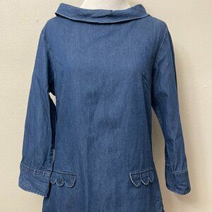 Tizzie Cotton Denim Tunic Mini Quarter Sleeve Dress Small